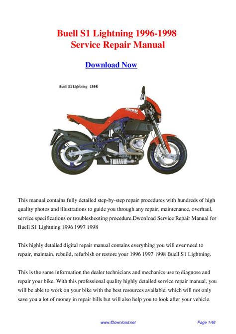 Buell S1 Lightning Service Repair Pdf Manual 1996 1998