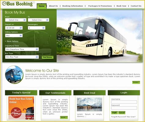 Bus Ticket Booking Website Template Free Download