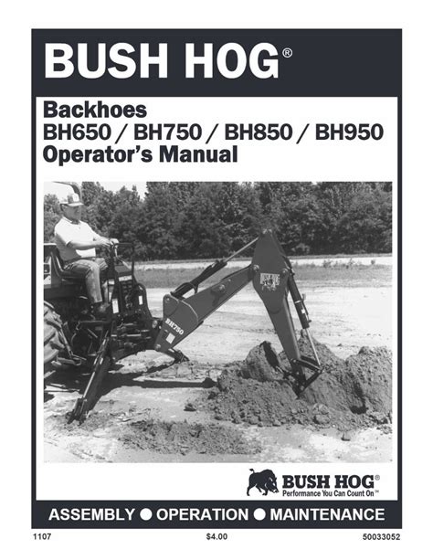 Bush Hog Bh650 Bh750 Bh850 Bh950 Operation Owners Manual