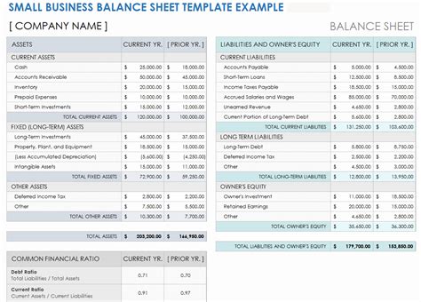 Business Balance Sheet Template