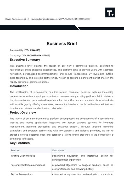 Business Brief Template