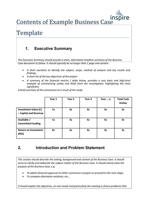 Business Case Example Template