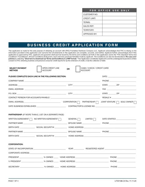 Business Credit Application Templates