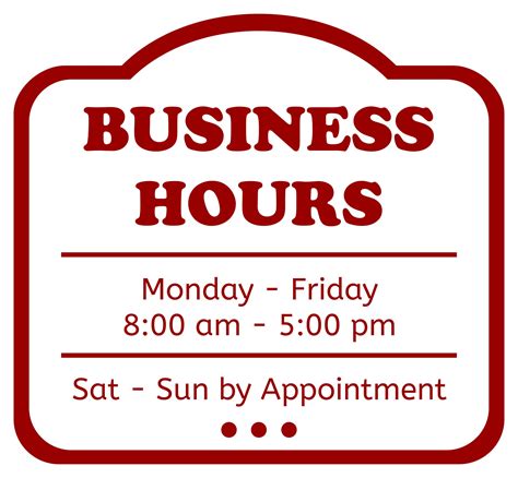 Business Hours Sign Printable