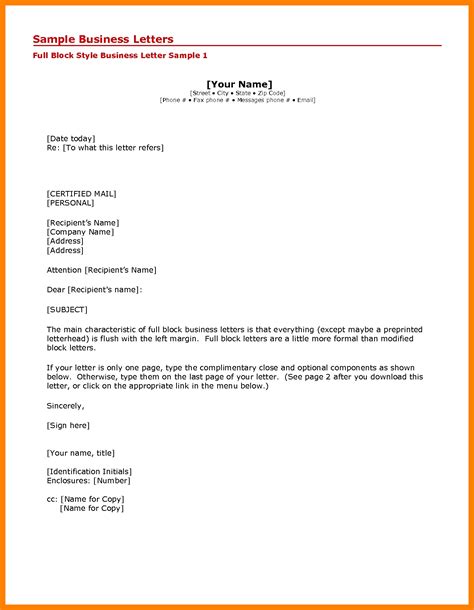 Business Letter Template With Cc
