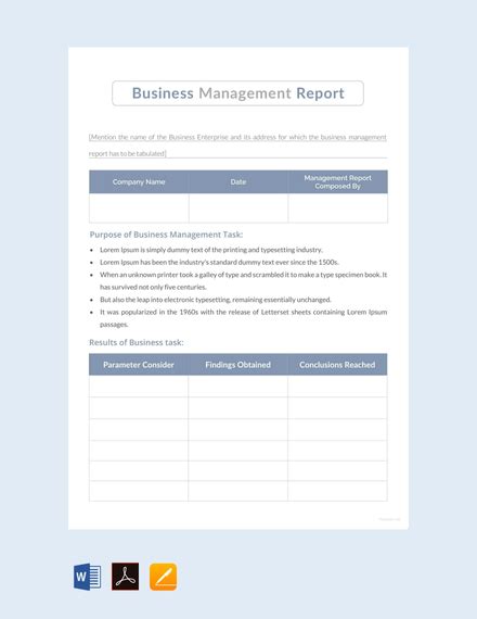 Business Management Report Template