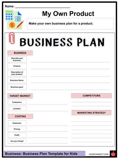 Business Plan Template For Kids
