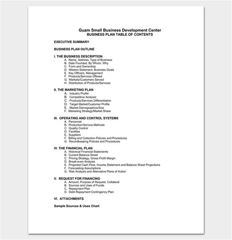 Business Plan Template Outline
