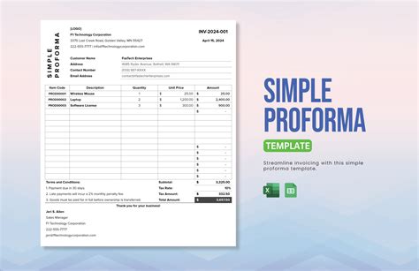 Business Proforma Template Excel