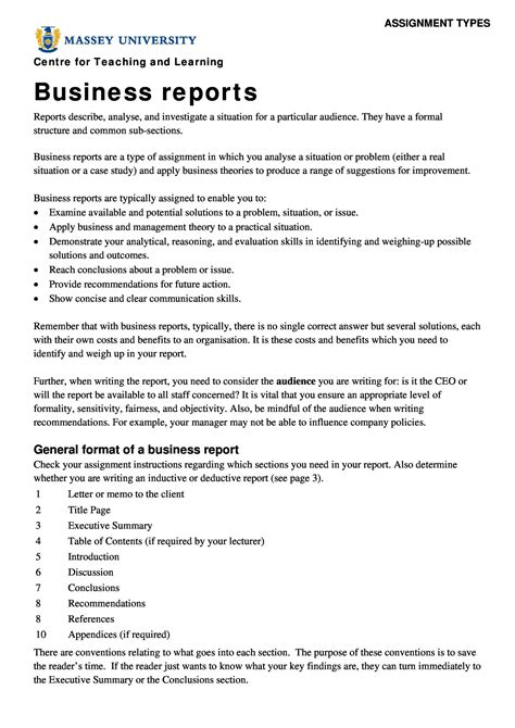 Business Report Format Template