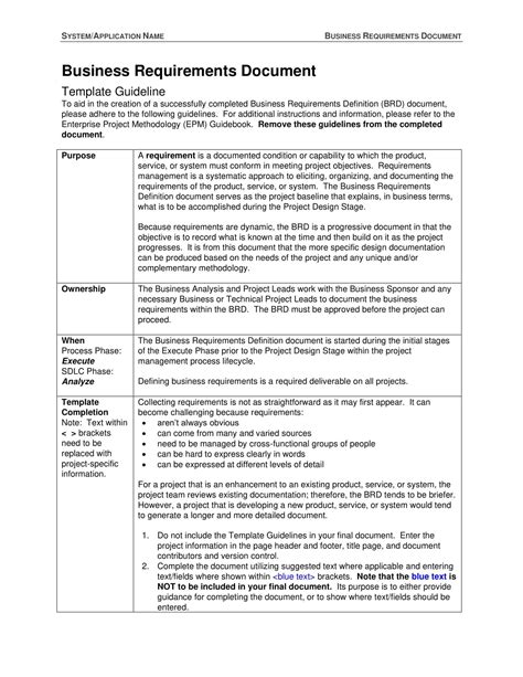 Business Requirement Document Template
