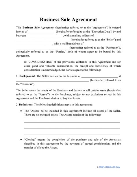 Business Sale Contract Template