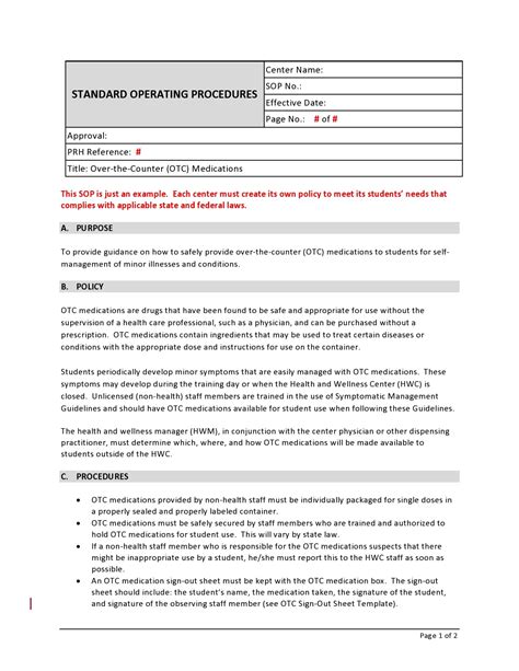 Business Standard Operating Procedure Template