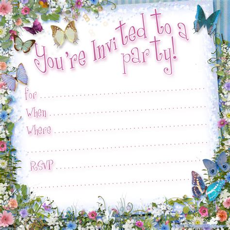 Butterfly Birthday Invitations Free Printable
