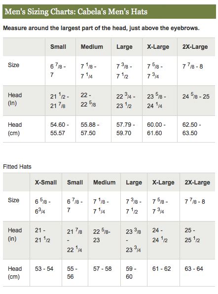 Cabelas Size Chart