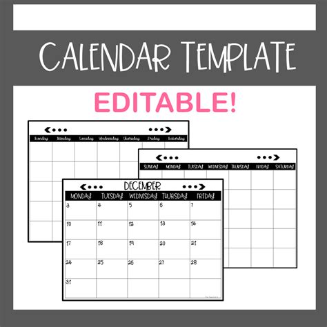 Calendar Editable Template