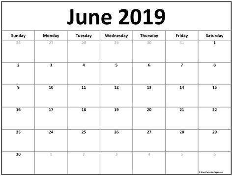 Calendar Printable June