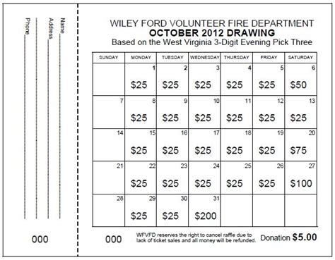 Calendar Raffle Template