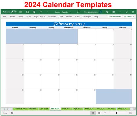 Calendar Template Excel Free