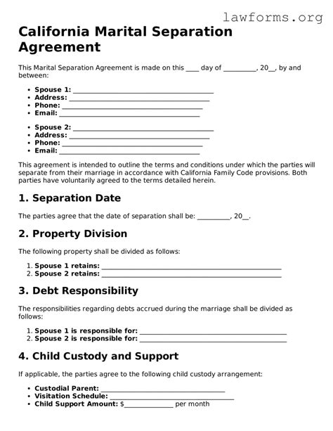 California Separation Agreement Template