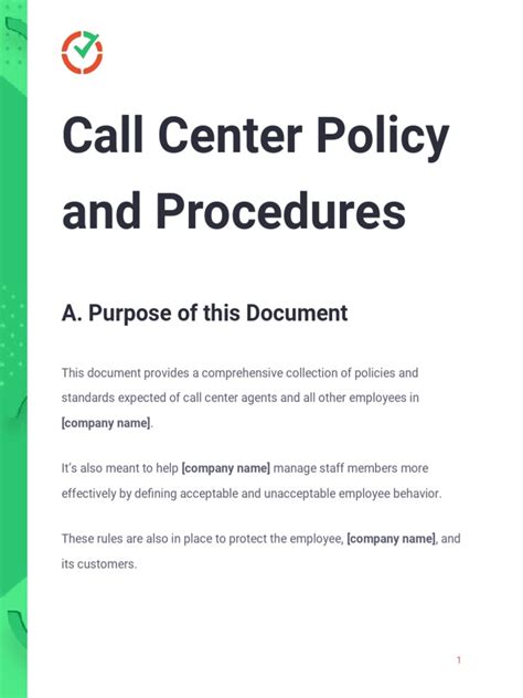 Call Center Policy And Procedure Manual