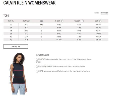 Calvin Klein Shirt Size Chart