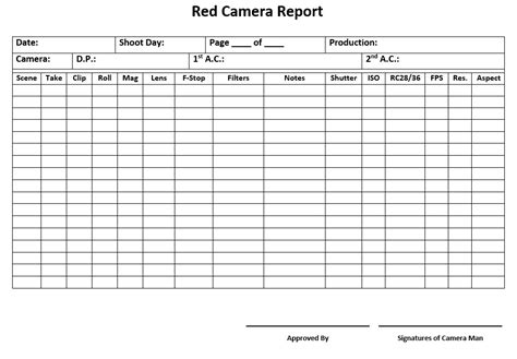 Camera Report Template