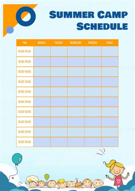 Camp Schedule Template