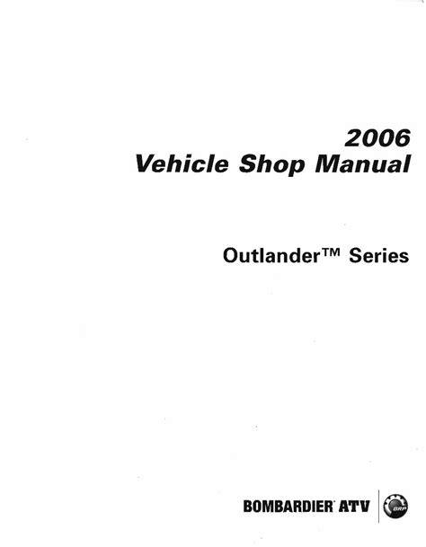 Can Am Outlander 400 800 Seires Service Repair Manual Download 2006 2007