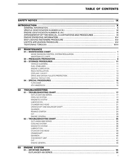 Can Am Outlander 400 800 Series Service Repair Pdf Manual Download 2006 2007