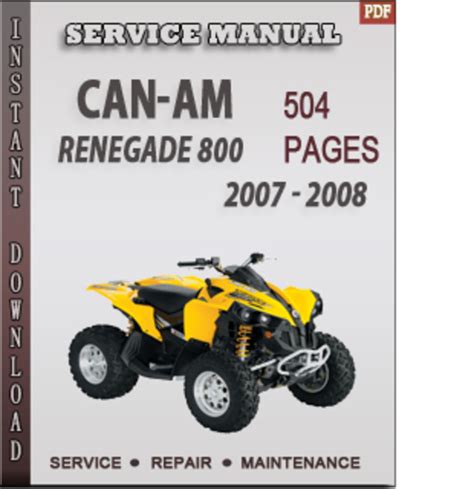 Can Am Renegade 800 2007 2008 Factory Service Repair Manual Download