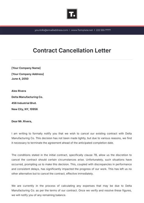 Cancel Contract Letter Template