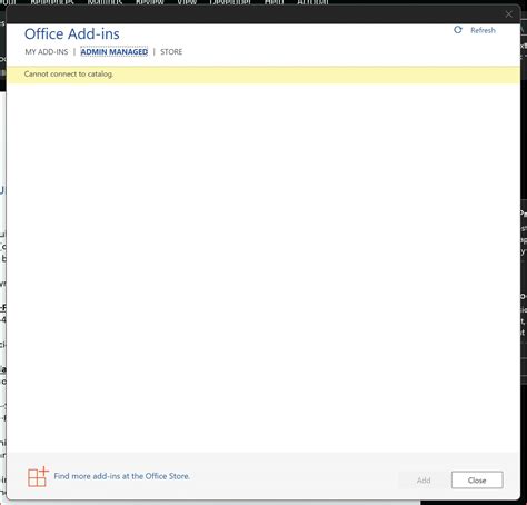 Cannot Connect To Catalog Office Add-ins