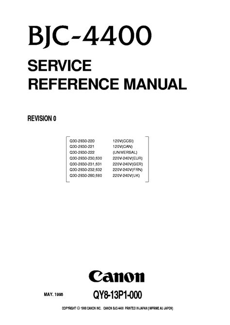 Canon Bjc 4400 Bjc4400 Printer Service Manual