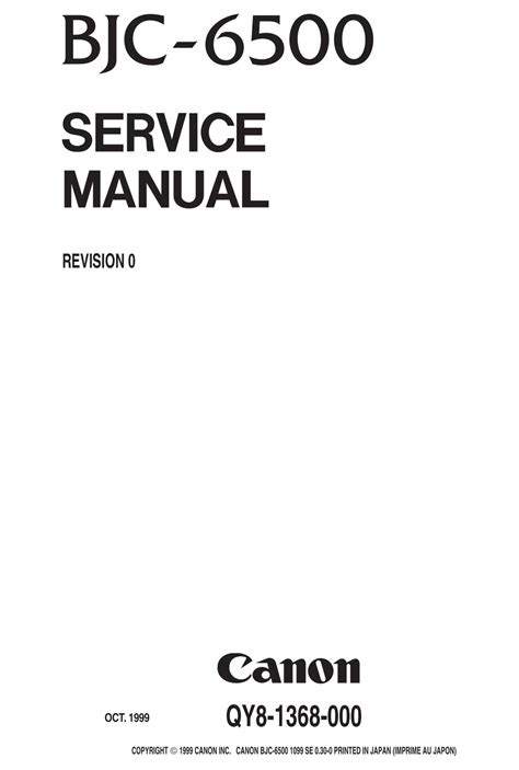 Canon Bjc 6500 Bjc6500 Printer Service Manual