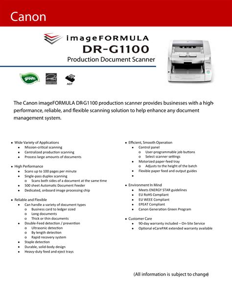 Canon Dr 2080c Desktop Scanner Service Manual