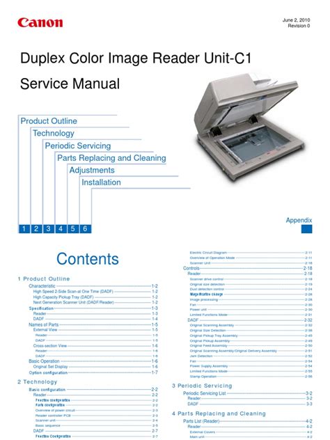 Canon Duplex Color Image Reader Unit C1 Service Manual