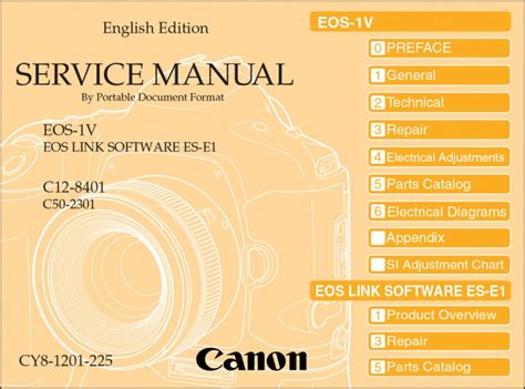 Canon Eos 1v Digital Camera Service Repair Parts List Manual Download