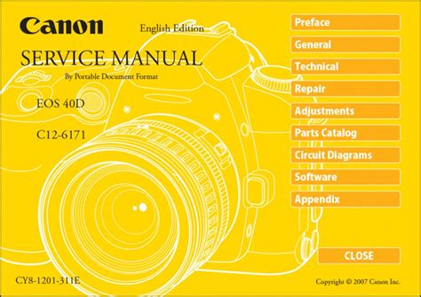 Canon Eos 40d Camera Repair Service Manual