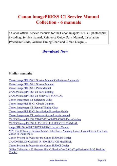 Canon Imagepress C1 Copier Service And Repair Manual