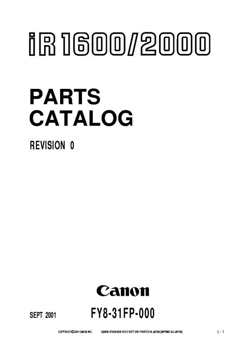 Canon Ir1600 Ir2000 Service Repair Parts Manual Download