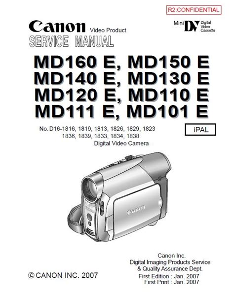 Canon Md101 Md110 Md111 Md120 Md130 Md140 Md150 Md160 Ipal Pal Service Manual Repair Guide