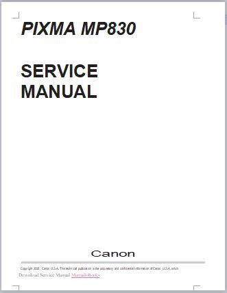 Canon Mp830 Service Manual And Parts List