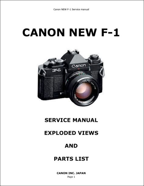 Canon New F 1 F 1n Camera Service Manual Parts Owner 7 Manuals F1 F1n 1 Instant Download