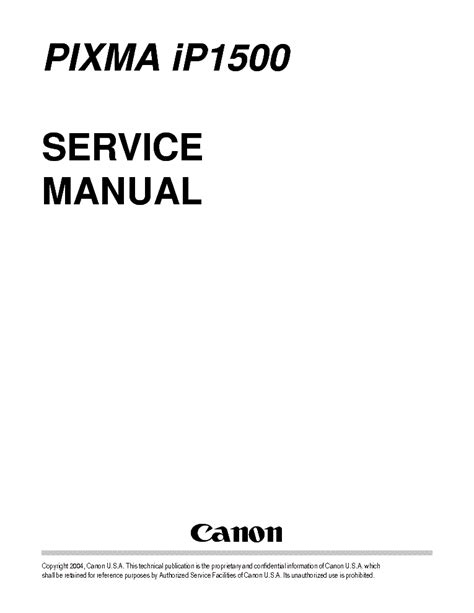 Canon Pixma Ip1500 Ip 1500 Service Repair Manual