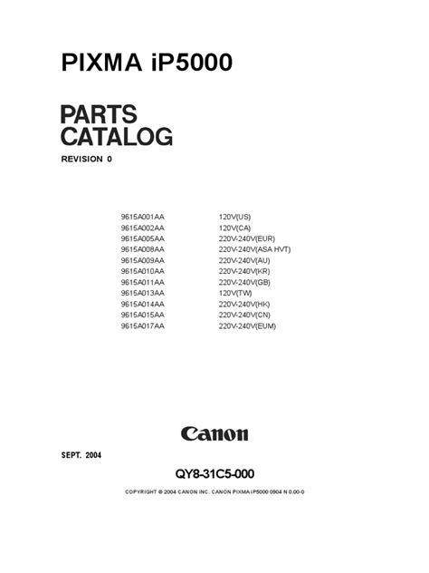 Canon Pixma Ip5000 Printer Service Manual