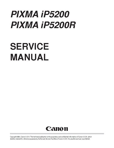 Canon Pixma Ip5200 And Ip5200r Printer Service Manual