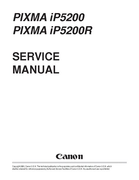 Canon Pixma Ip5200 Pixma Ip5200r Service Repair Manual