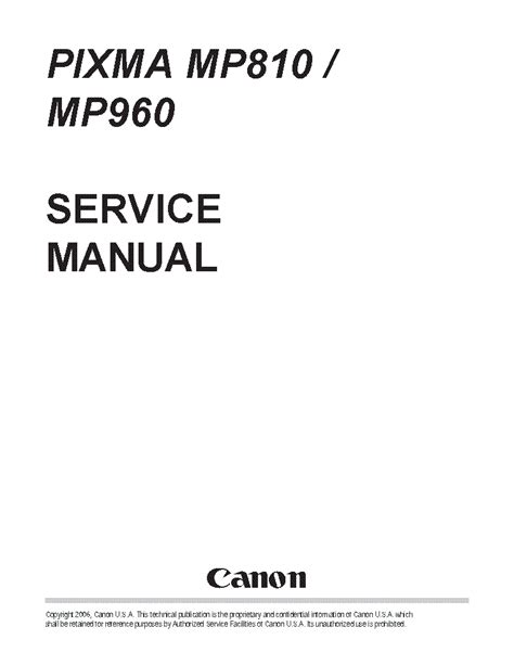 Canon Pixma Mp810 Mp960 Service Manual Pack Parts Catalog Manual