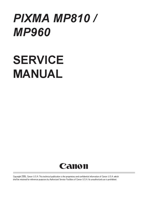 Canon Pixma Mp810 Printer Service Manual